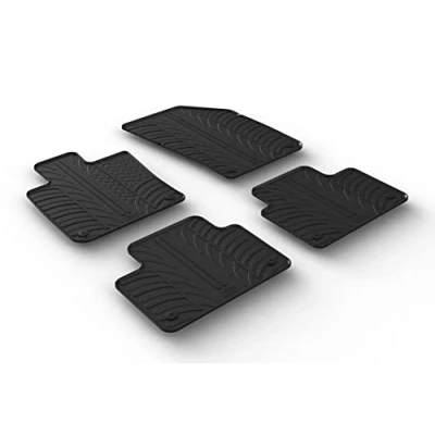 Image of Gledring Rubber car mats set (LHD) compatible with Volvo S60 &amp; V60 II 2018 (T profile 4 pieces + mounting clips)
