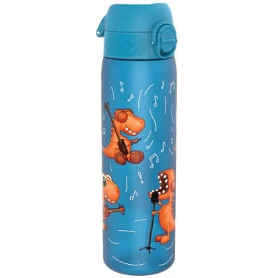 Image of Ion8 Water Bottle, 500ml/18oz, Slim Leak proof &amp; BPA Free Drinking Secure Lock Prevents Spills, Dishwasher Safe, Carry Handle, Ideal for Adults Kids Travel, Gym School, Dino Band Design