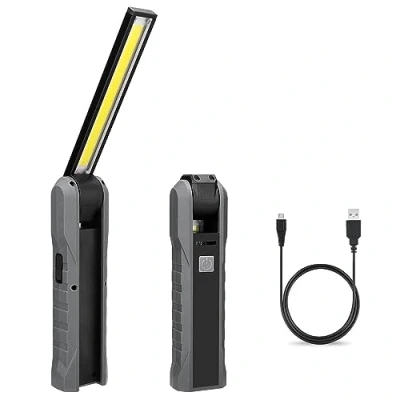 Image of Rechargeable Inspection Lamp LED Portable Work Light 270 Rotate Foldable with Magnetic Base &amp; Hook 4 Modes Flood Flashlight Car Repair Construction for Garage Emergency