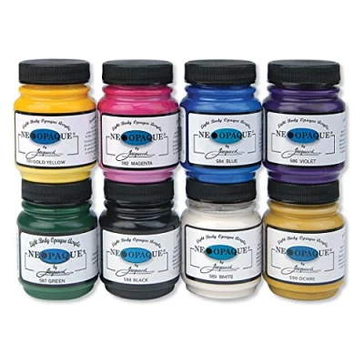 Image of Jacquard Neopaque JAC5800 Acrylic Paint 8 Pack, High Opaque Coverage, Ideal for Fabric, Leather, and Mixed Media, Water Based Non Toxic 2.25 oz Bottles