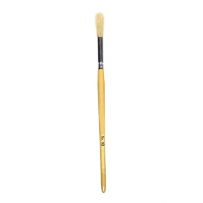 Image of Pack of 10 Wooden Handled Childrens Paint Brushes Hog Bristle Size (small)