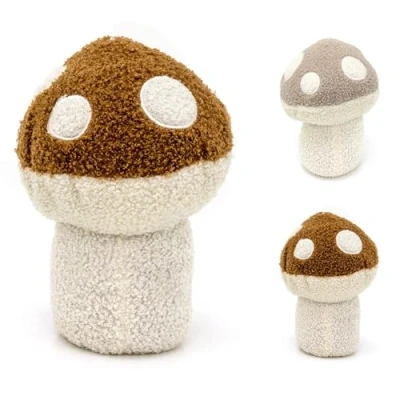 Image of Mushroom Doorstop Boucle Fabric Toadstool Door Stop Shaped Decorative Stopper 22cm Colour Varies One Supplied