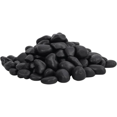 Image of vidaXL Polished Pebbles 25 kg Black 2 5 cm
