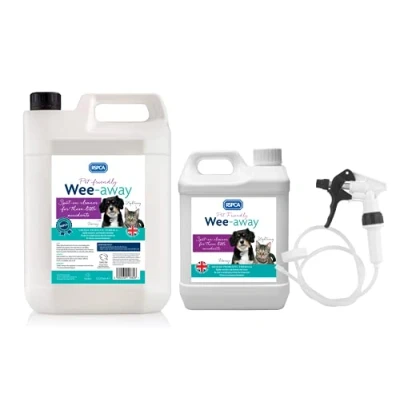 Image of RSPCA 5L + 2.5L Pet Stain and Odour Remover Wee Away Friendly Probiotic Cleaning Discourage From Repeat Marking