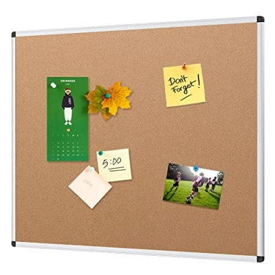 Image of VIZ PRO Cork Notice Board, 120x90cm, Silver Aluminium Frame