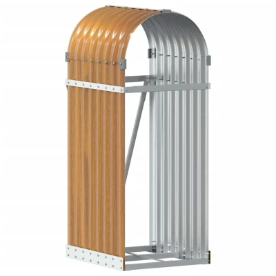Image of vidaXL Log Holder Wood Look 40x45x100 cm Galvanised Steel