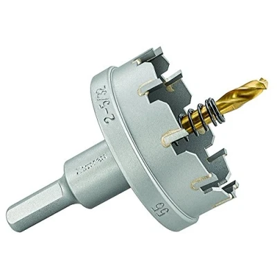 Image of Starrett Tungsten Carbide Tipped Hole Saw SM55 Sheet Metal Cutter With Arbor &amp; Pilot Drill Bit For Drilling Stainless Steel Aluminum Alloy 55 mm