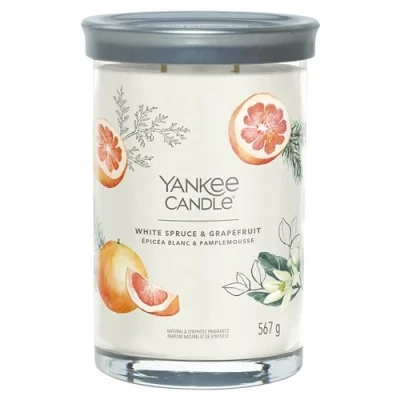 Image of Yankee Candle Signature Scented White Spruce &amp; Grapefruit Large Jar with Double Wicks Soy Wax Blend Long Burning Perfect Gifts for Women