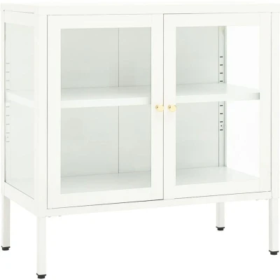 Image of vidaXL Sideboard White 70x35x70 cm Steel and Glass