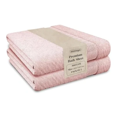 Image of Blue Canyon Bath Sheet, Bathroom Soft Woven LightWeight, Quick Dry, Reusable Bacteria Resistant, Skin Friendly, Makeup Remover Sheet 100 * 140 cm, 500 GSM, PACK OF 2, (BLUSH PINK)