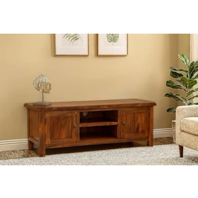 Image of Oak and Pine Online Classically Modern Dark Wood Valencia Solid Sheesham Rosewood Flatscreen Plasma Wide Tv Bench/Cabinet/Stand/Unit Living Room Furniture