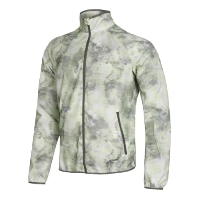 Image of odlo Essential Print Men&#039;s Running Jacket, concrete grey lime green, XXL