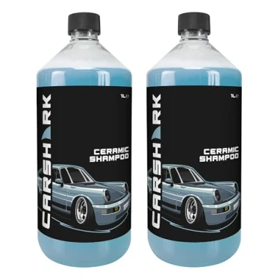 Image of CARSHARK Ceramic Car Shampoo 2 x 1 Litre, Hydrophobic Effect, Protective Layer, Improves Gloss of The Paintwork