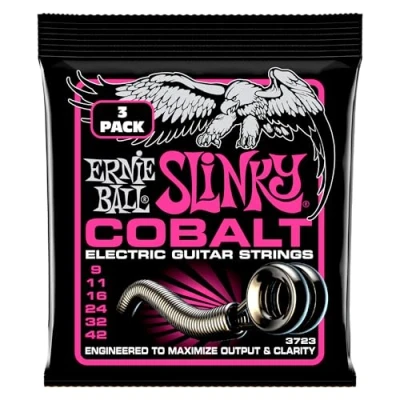 Image of Ernie Ball Super Slinky Cobalt Electric Guitar Strings 3 Pack 9 42 Gauge