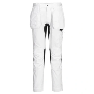 Image of Portwest CD883 Eco WX2 Stretch Holster Multi Pocket Work Trousers Mens Cargo Safety Combat Pants with Knee Pad Pockets White, Size 32