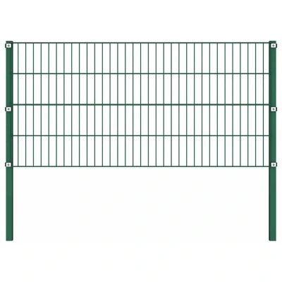 Image of vidaXL Fence Panel with Posts Iron 1.7x0.8 m Green