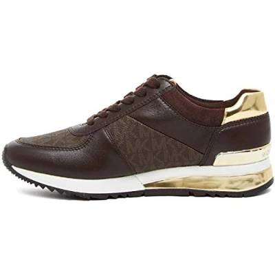 Image of Michael Kors Allie Trainers, Women&#039;s, Size: 7, Brown leather and imitation