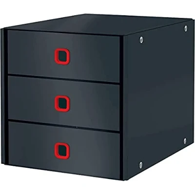 Image of Leitz Click &amp; Store Drawer Cabinet, 3 Drawers for Storing Papers Documents, A4 Size Cardboard Tier Folding Filing Home/Office, Cosy Range, Velvet Grey, 53680089