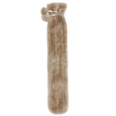 Image of Lesser &amp; Pavey Long Hot Water Bottle with Cover UK for Muscle Pain Relief Beige Extra Winter Season Cozy and Comfy