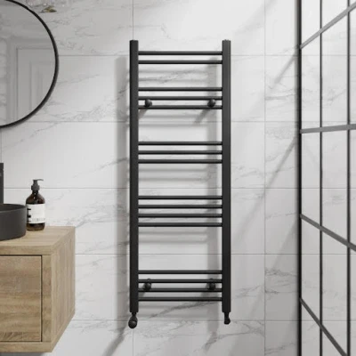 Image of DuraTherm Heated Towel Radiator Matt Black 1200 x 600mm Flat