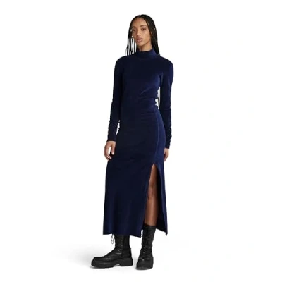 Image of G STAR RAW Women&#039;s Velvet Slit Dress , Blue (warm sartho D24224 D428 C423), L