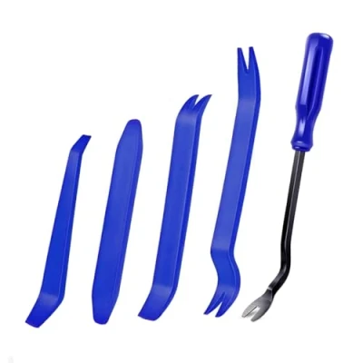 Image of 5 Pcs Trim Removal Tools, Pry Car Tool Kit, Panel Door Audio Radio Stereo Auto Clip Fastener Remover Set, Blue