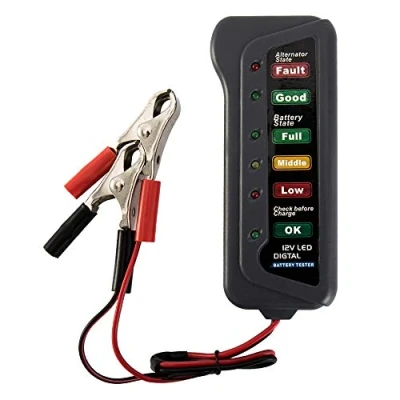 Image of Car Battery Tester, 12V Digital Tester with 6 LED Indicators Digital, Multi Functions Alternator for Motorbike Trucks SUV ATV Boats