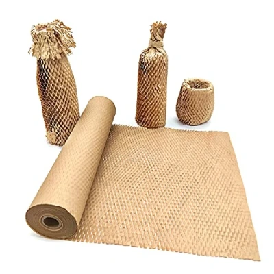 Image of Honeycomb Packing Paper, 15&quot; x 131&#039; Paper Substitute Alternative for Bubble Cushioning Wrap Moving Shipping Packaging, Recyclable Supplies Protective Roll