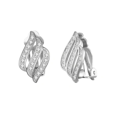 Image of Philip Jones Silver Plated Triple Row Clip On Earrings Created with Zircondia® Crystals