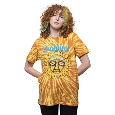 Image of Paradiso Clothing Sublime SUN FACE TIE DYE Print Tshirt, Women&#039;s, Size: XL, Orange