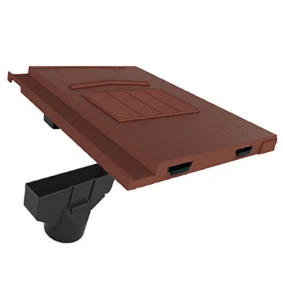Image of Antique Red Marley Modern, Mini Stonewold Non Profile Roof Vent Tile &amp; Pipe Adapter