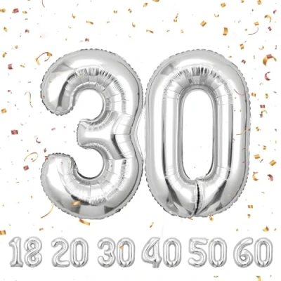 Image of 30th Number 30 Balloons 30,Sliver Balloon 40 Inch Giant Helium Foil for Men Women Birthday Party Decor Anniversary Decorations Supplies
