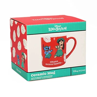 Image of Half Moon Bay Disney Lilo &amp; Stitch Mug Ohana 325ml Office Gift