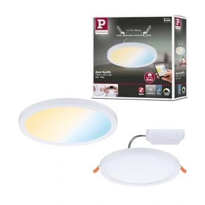 Image of Paulmann 93043 Areo VariFit LED panel recessed luminaire IP44 Zigbee Tunable white 175mm round incl. 1x13W dimmable ceiling lamp plastic 3000K