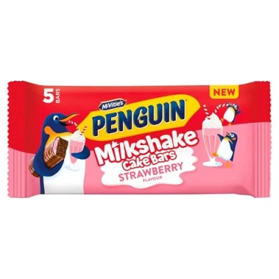 Image of McVitie&#039;s Penguin 5 Strawberry Flavour Milkshake Cake Bar