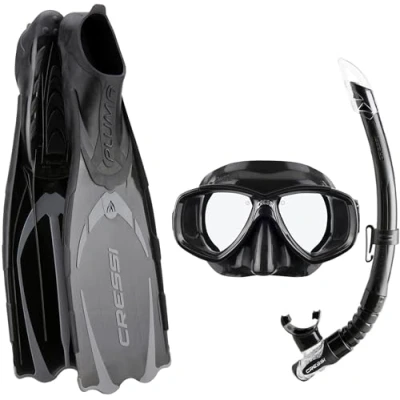 Image of Cressi Pluma Bag Snorkelling Packages Black/Silver, Size 37/Size 38