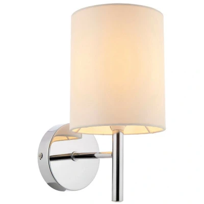 Image of Endon Brio Wall light finished in chrome and cream faux silk fabric shade (Brio 1WBCH)