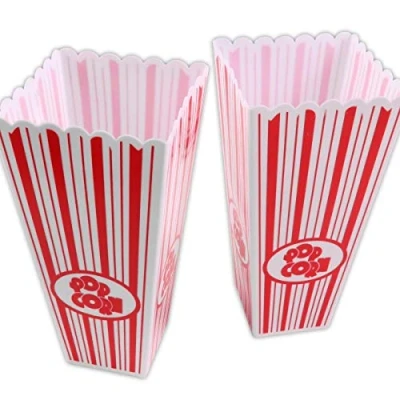 Image of PMS 6 x Strong Popcorn Boxes Plastic Locking Lid Cinema Movie Reusable Holders Party Film Night
