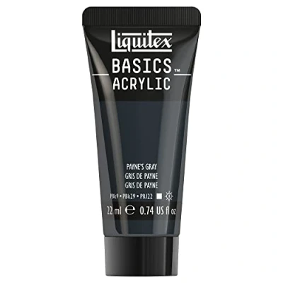 Image of Liquitex 8870497​ Basics Acrylic Paint Paynes Grey, 22 ml Tube, Non fading, Waterproof, for Painting and Decorating Wood, Metal, Ceramic, Plastic, Canvas