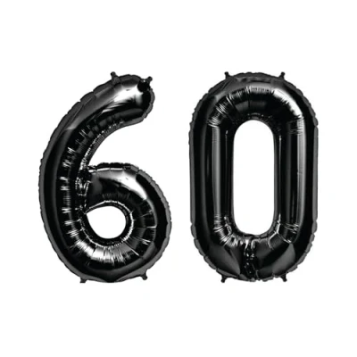 Image of Black Number 60 Large Helium Foil Balloon Birthday Party Wedding Anniversary Decoration 101cm