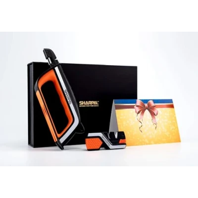 Image of SHARPAL Pocket Knife Sharpener &amp; Garden Tool Sharpener, Sharpening Straight and Serrated Knives, Shears, Secateurs, Axe, Lawn Mower Blade Scissors, Combo Gift Pack w/Greeting Card
