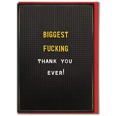 Image of Brainbox Candy Rude Thank You Card &#039;Biggest F*cking You&#039; Cheeky Joke Humour Cards Novelty For Him Her Friends Mates