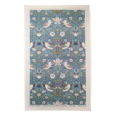 Image of William Morris Strawberry Thief Blue Cotton Tea Towel