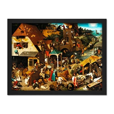 Image of Pieter Bruegel The Elder Dutch Proverbs Large Framed Art Print Poster Wall Decor 18x24