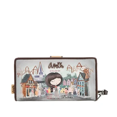 Image of Anekke Women&#039;s Wallet Large for Women Leather with Zipper Closure Voice Collection Accessories and 18 x 10 2 cm, multicoloured