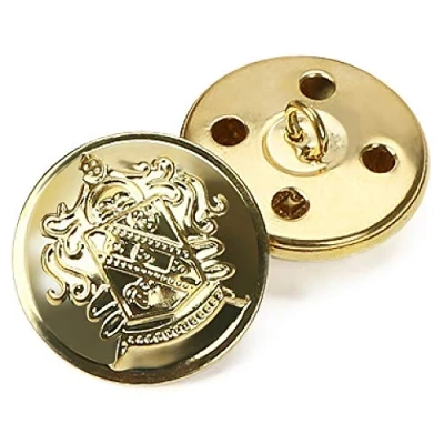 Image of Retro Metal Shank Buttons Suit Coat Decorative Fastener Sewing Accessories Pack of 12, Gold 28mm
