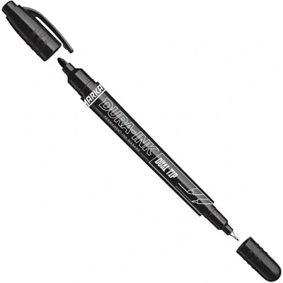 Image of Markal DURA INK Dual Tip Permanent Marker Pen 1 Black