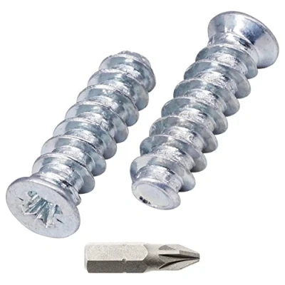 Image of SKIR&#039;CO (100 pcs) Zinc Plated Euro Screws 5.0 x 20 mm, Drawer Runner Screws, Flat Countersunk Head, Hinge