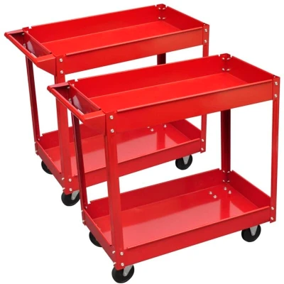 Image of vidaXL 2 x Workshop Tool Trolley 100 kg Shelves