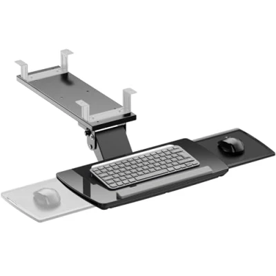 Image of Allcam KBTUD02 Ergonomic Underdesk Keyboard Tray Shelf w/Wrist Rest, Swivel, Tilt &amp; Height Adjustable